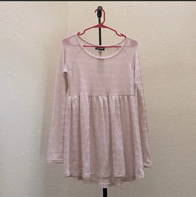 $12.50 • Buy Ballerina Pink Loose Knit Long Sleeve Babydoll Tunic