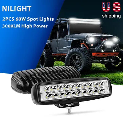 Nilight 2PCS 60W LED Light Bar Spot Off Road Driving Lamps 3000LM ATV SUV UTE 6  • $22.99
