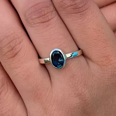 Blue Topaz Ring 925 Sterling Silver Beautiful Boho Jewelry Gift For Her KA-278 • $12.47