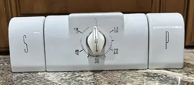 Vintage White Stove Top Timer With Salt And Pepper Shakers • $39.99