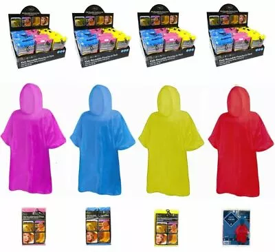 Kids Adults Poncho Waterproof Reusable Raincoat For Hiking Walk • £2.49