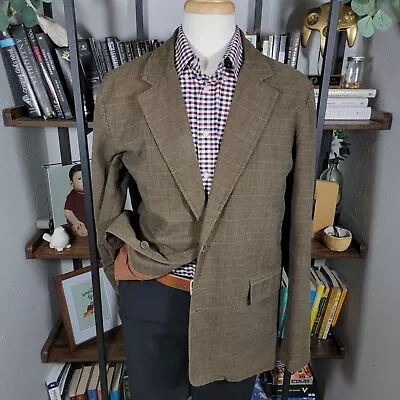 Mossimo Men's SPort Coat Blazer Jacket Two Button Brown Plaid Cotton Size XL • $45