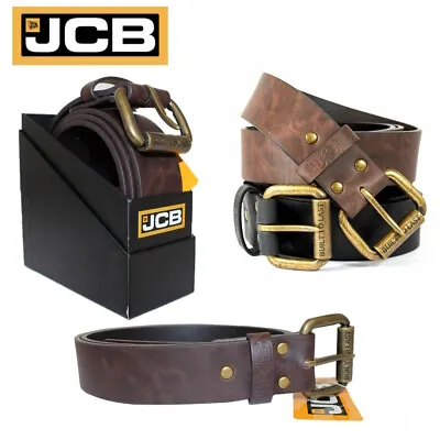 JCB Boxed Genuine Leather Lined Belt Work Casual Belts Brass Style Fittings Belt • £14.99