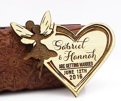 20 Save The Date Wooden Magnet Custom Engraved Wooden Magnet Rustic-CxX • $81.39