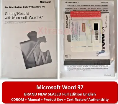 Microsoft Word 97 Brand NEW SEALED CD + Manual + Product Key  UK VAT Inc • £19
