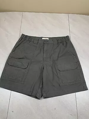 Savane Cargo Shorts Men's 34 Olive Elastic Waist Hiking Tech Pocket • $13