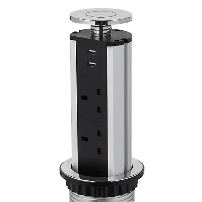 £26.49 • Buy Pull Pop Up 3 Socket 2 USB Kitchen Worktop Socket Plug Extension 1.8M Lead