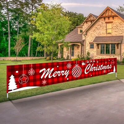 10ft Large Merry Christmas Banner Sign Santa Xmas Home Outdoor Indoor Decor • £4.69