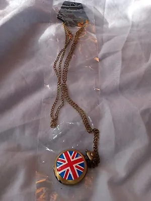 Nice Ladies Girls Quartz Pocket/pendant Watch With Union Jack Design&chain new • £7.99