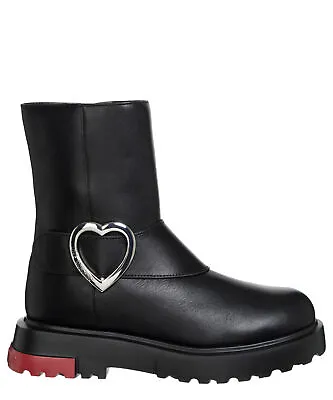 Love Moschino Ankle Boots Women JA24304G0HIA000A Black Leather Logo Detail • $162.24