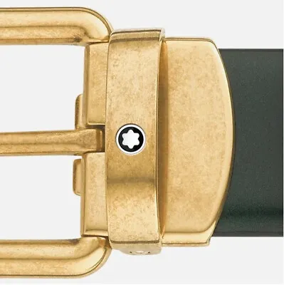 MONTBLANC Gold Buckle 30MM Brushed Green Leather Belt 129454 3 Cm X 120 Cm NEW • $409
