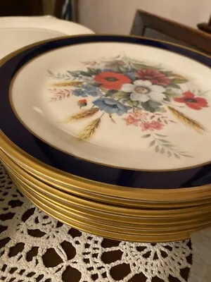 Vintage Lenox Special Cobalt Blue Multi Flower Dinner/charger Plate W/ Gold Trim • $69.99