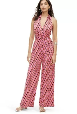 Diane Von Furstenberg DVF Target M Sleeveless Pink Geo Jumpsuit NWT • $100