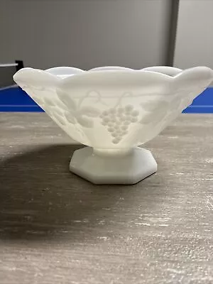 Vintage Milk Glass Footed Fruit Bowl • $10