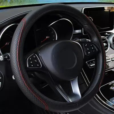 15  PU Leather SUV Car-Steering Wheel Cover Good Grip Car Accessories Black Red • $14.70