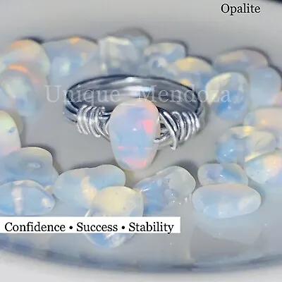 £3.99 • Buy Natural Gemstone Reiki Healing Crystal Opalite Ring - Handmade