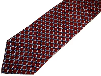 Brooks Brothers Makers Mens Necktie Tie Burgundy Red Blue Chain Link 56  Short • $13.10