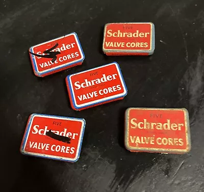 Vintage Schrader Valve Cores Set Of 5 Tins With Some Contents • $15.30