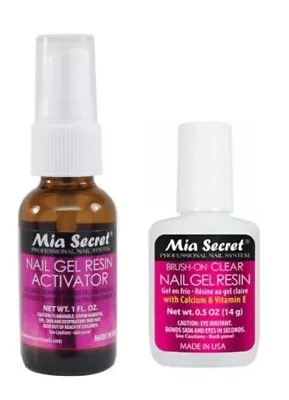 Mia Secret Brush On Clear Nail Gel Resin(323)+Gel Resin Activator Spray 1oz(324) • £16.48