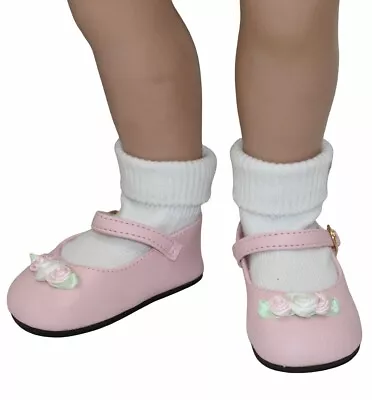 Pink Mary Janes W/ Roses Dress Shoes Fit 23  My Twinn Size Doll • $10.99