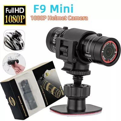 1080P F9 Mini  Action Camera Mountain Bike Bicycle Motorcycle Helmet Sports Cam • £23.95