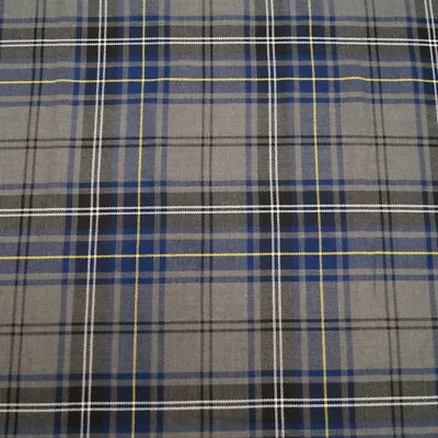 Polyviscose Tartan Fabric Fashion Dark Blue & Grey 98 Scottish Plaid Check Woven • £3.25