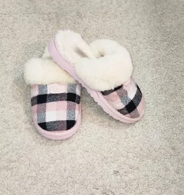 UGG Australia Slippers Womans Pink Cozy Plaid Flanner Slip On Casual House Shoes • $39.99