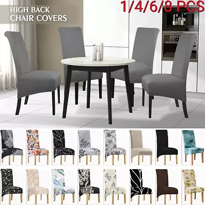 Highback Dining Chair Covers Elastic Polyester Seat Slipcover Fit Wedding Cover • $9.49