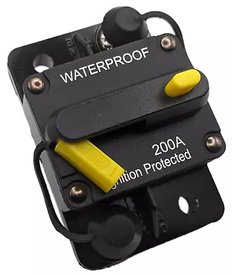 200 Amp Waterproof Yellow Circuit Breaker Auto/Marine/Solar 12-48V DC Man. Reset • $10.99