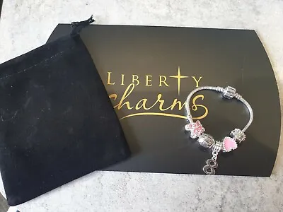 Liberty Charms Children's Purple  'HAPPY 8TH BIRTHDAY' Charm Bead BRACELET • £4.99