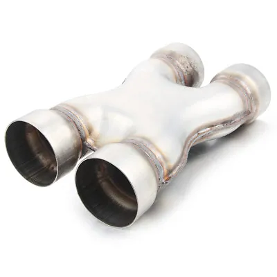 Universal Dual 3  In/Out Crossover X Pipe Exhaust Tip 12  Length Stainless Steel • $41
