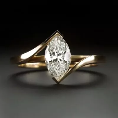 14K Yellow Gold Plated 2.00 Ct Marquise Lab Created Diamond Women's Bypass Ring • $139.99