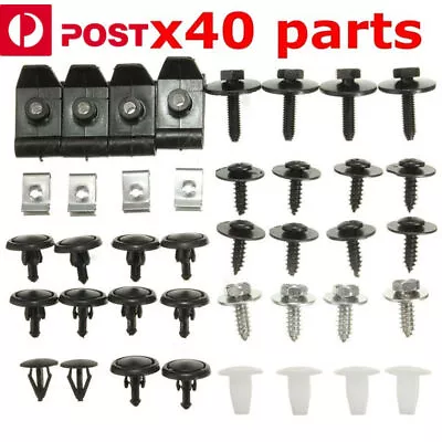 Car Engine Cover Clip Bottom Shield Guard Metal Screw Bolt Fasterner Kit 40 Pcs • $17.35