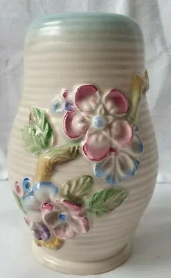 £69.99 • Buy CLARICE CLIFF Cream Multi Floral  MY GARDEN  1930's RIBBED  VASE NEWPORT POTTERY
