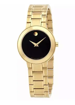 Brand New Movado Women's Stiri Black Dial Yellow Gold PVD Watch 0607282 • $799