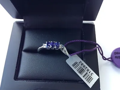 Superb  'Rhapsody' 0.70ct AAAA Tanzanite Trilogy With Diamond Accents. #P • £599