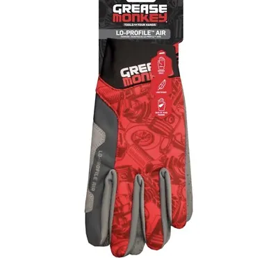GREASE MONKEY LO-PROFILE AIR GLOVES LARGE Mechanic Work Grip Stretch Protection • $13.99