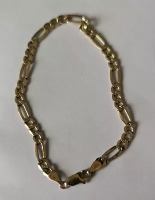 100% Genuine 9K Solid Yellow Gold 1:3 Figaro Curbed Link Bracelet 18.5cm • $297