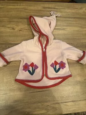 Hanna Andersson Baby Hooded Fleece Jacket Owl Tree Pink 0-3 Months • $29.99