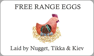 Personalised Egg Box Sticky Labels Free Range Chicken On Nest Carton Stickers • £2.70