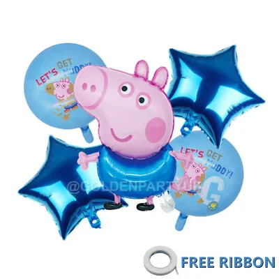 £5.99 • Buy Peppa Pig George Foil Star Balloons Happy Birthday Kids 1st Party Air Only Decor