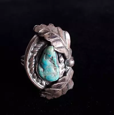 Vintage Native American Ring Size 9 Turquoise Sterling Silver 8g Southwestern • $45