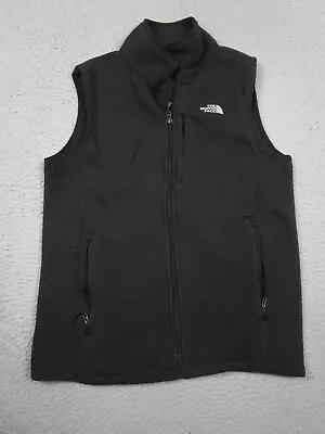 North Face Vest Mens Medium Black Outdoor Logo Fleece Full Zip Pockets • $14.97