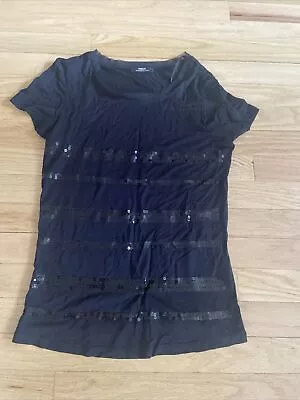 MEXX Womens Tee-Shirt Top Black Sequins S Small Short Sleeves NEW NWOT • $12