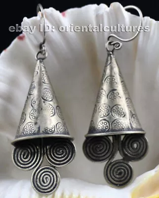 Tribal Exotic Chinese Handmade Miao Silver Earring • $35