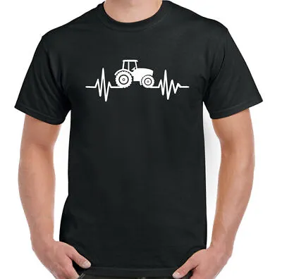 Tractor T-Shirt Pulse Mens Funny Farming Farm Heart Beat Driver Birthday Gift  • £10.94