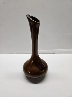 Vintage Van Briggle Pottery 7in Brown Bud Vase Signed Tulip Rose • $24.99