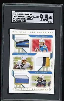 2020 National Treasures Justin Herbert /allen/williams Nfl Trio Mat Gold /10 Sgc • $324.99