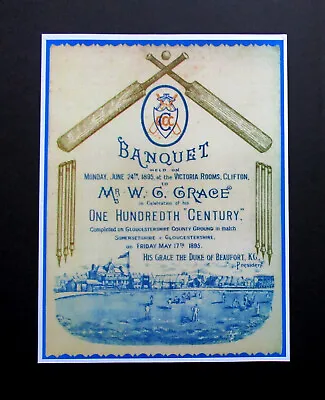 REPLICA THE 1895 BANQUET INVITATION TO CELEBRATE THE 100th CENTURY  BY W G GRACE • £3.99