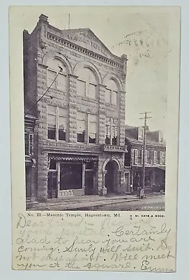 Hagerstown MD Masonic Temple 1907 Ovate Flag Cancel Wayneboro PA Postcard T7 • $4.95